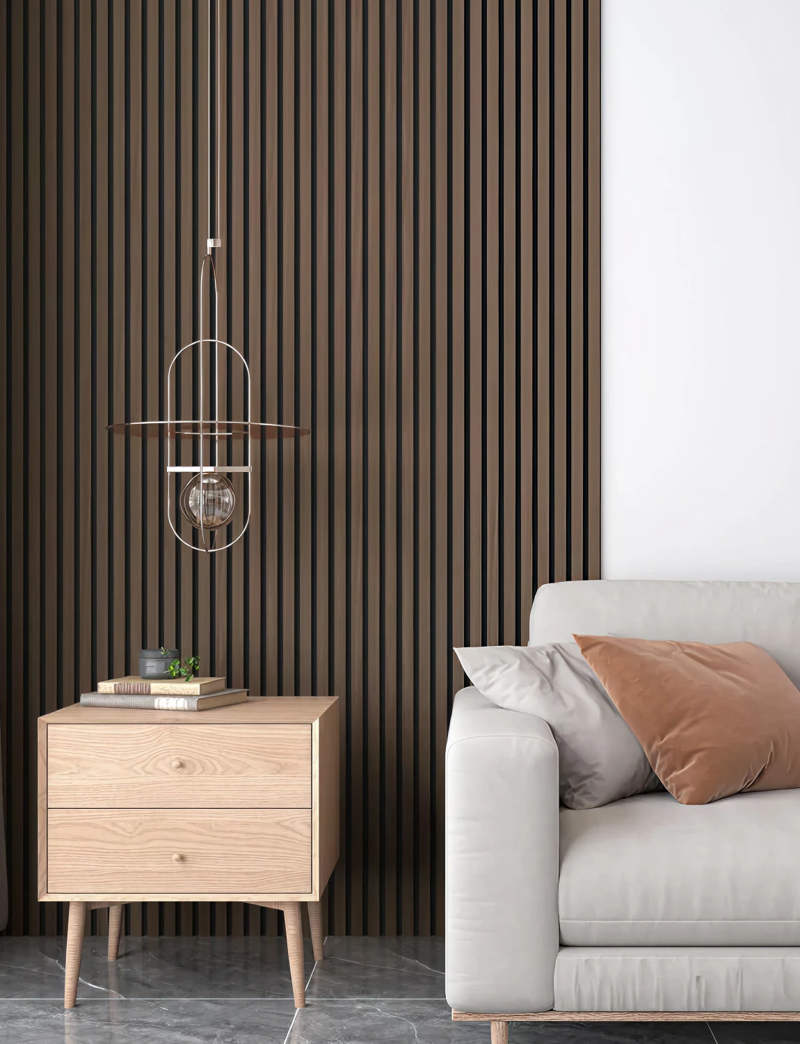 Painel Ripado Decorativo Nogueira Quatro Ripas shadow line